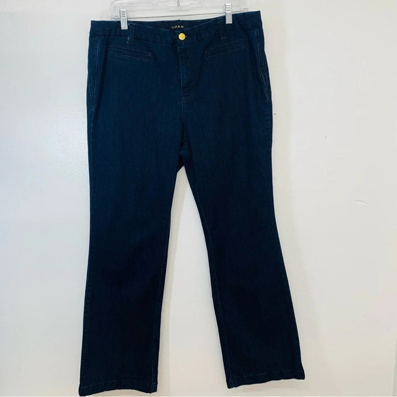 Trouser Jeans Woman 16W Blue Dark Wash Slim Boot  Mid‎ Rise Stretch Work Classic - Picture 1 of 10
